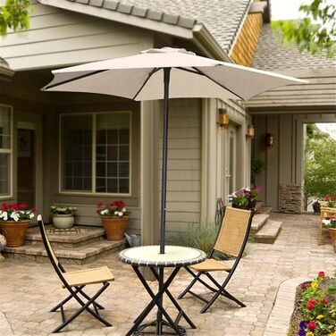 TIUTIU Replacement Canopy Cover for Patio Umbrella – 6 Ribs – 2m/2.7m/3m – Waterproof – UV Protection – Replacement Fabric (2.7m/8.9ft, Beige)