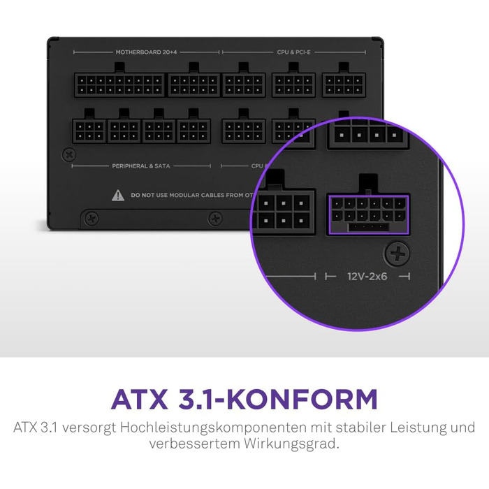 Блок живлення NZXT C850 Gold ATX 3.1, 850 Вт, повністю модульний, 80 Plus Gold, чорний