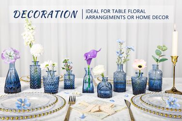 Набір ваз Knospenvasen (12 шт.): міні вази для декору столу, рустикальний стиль, блакитний колір