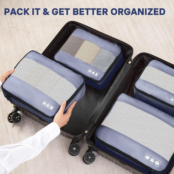 Органайзер для валізи MURISE, 8 шт. - Packing Cubes для подорожей, набір для валізи з чохлом для взуття та косметичкою, система організації, Travel Essentials (Сірий)