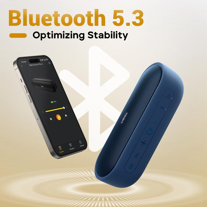 Tribit XSound Plus 2: Портативна Bluetooth колонка 30W, IPX7, 24 год, XBass, Bluetooth 5.3, синій