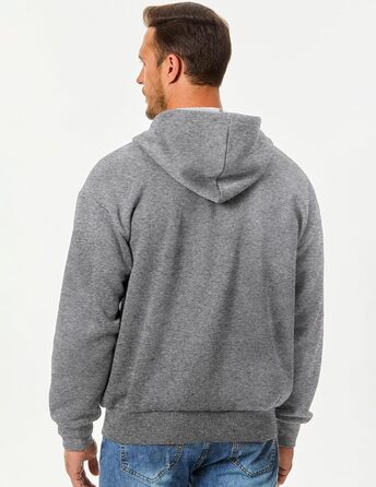 Світшот JMIERR чоловічий з капюшоном, бавовна, однотонний, на блискавці, з кишенями, сірий (A2, L)