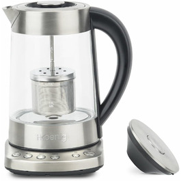 H.KOENIG TI600 Instant T Teapot Electric Kettle 1.5L, 1.5 liters, Stainless Steel/Glass (Kettle and Teapot)
