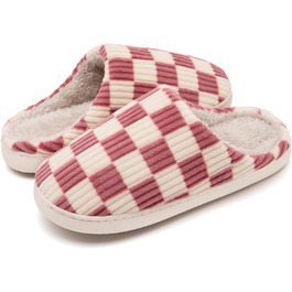 Тапочки халатні Guyarns для дому, жіночі та чоловічі, з м'якою підкладкою з плюшу, з пам'яті піни, в клітинку, з неслизькою підошвою, рожеві, 38/39 EU