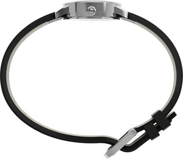 Жіночий наручний годинник Timex Easy Reader, 25 мм, зі сріблястим корпусом та чорним шкіряним ремінцем
