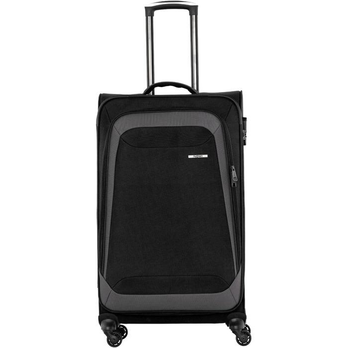 Чемодан NOWI Korfu Weichschaen Troey – середній, тканинний, 50 літрів, 4 колеса та кишеня | Легкий дорожній чемодан для жінок та чоловіків (XL, чорний)