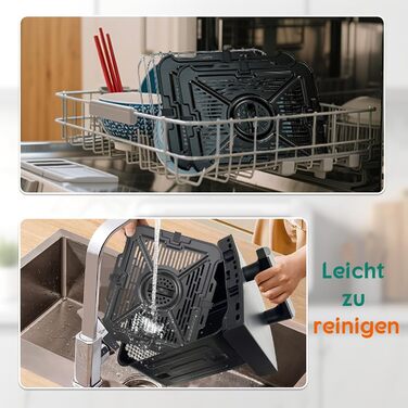 Фритюрниця повітряна подвійна 10L з 2 відсіками | 2400W, 9 програм, таймер, економія енергії, миється в посудомийній машині, сірий колір