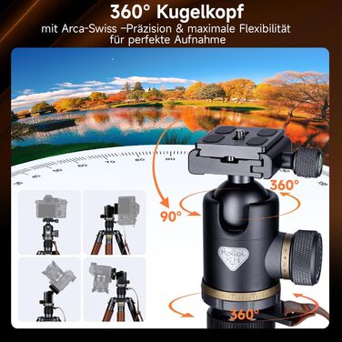 Карбоновий штатив для камери Rollei C6i Carbon Heritage 174см з кулястою головою 360°, Arca Swiss, функцією монопода для DSLR та смартфонів