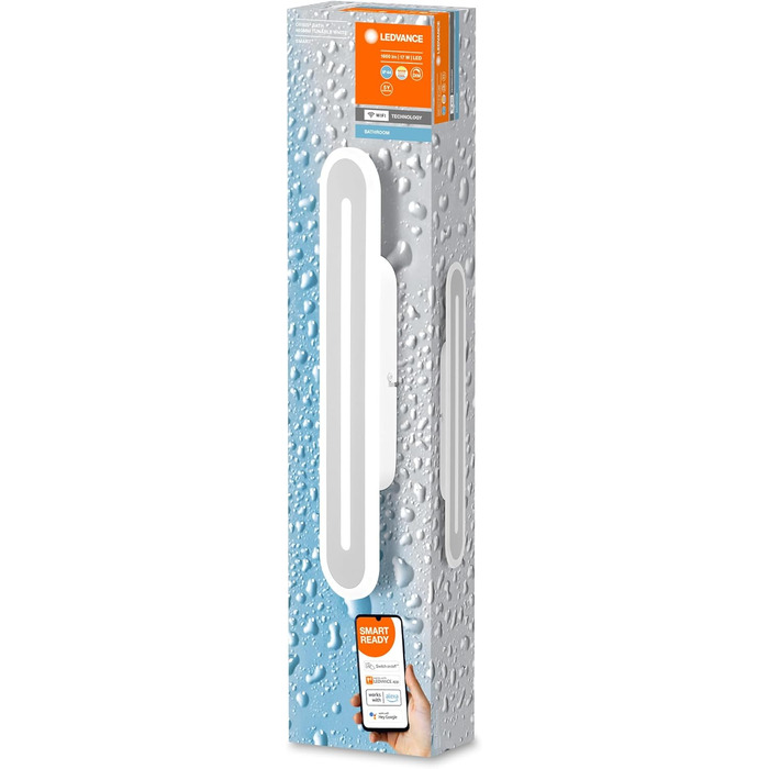 LEDVANCE Smart LED Bathroom Lamp white, 1600LM, 3000-6500K, 400mm x 70mm, IP44, Orbis Bath Wall Light, bathroom light with Wi-Fi technology, dimmable, controllable via app and voice assistants