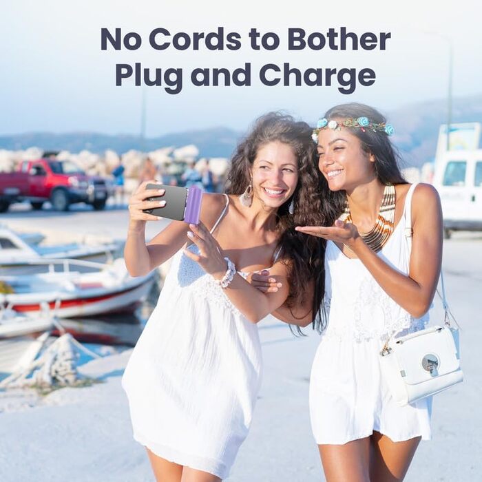 Портативний зарядний акумулятор Mini Powerbank 5200mAh з PD 20W для iPhone. Компактний Power Bank з LCD дисплеєм, сумісний з iPhone 14/13/12/11 та іншими моделями (фіолетовий)