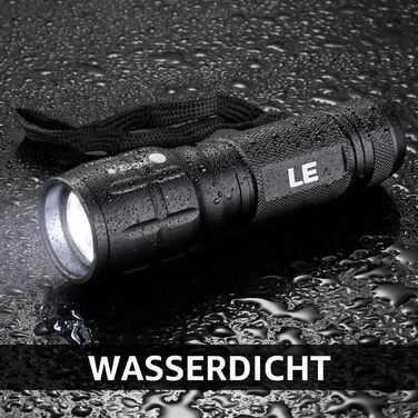 LED ліхтарик Lighting EVER LE - компактний, яскравий, з регулюванням фокусу. Водонепроникний ліхтарик для кемпінгу, відпочинку на природі та надзвичайних ситуацій (2 шт.) Чорний