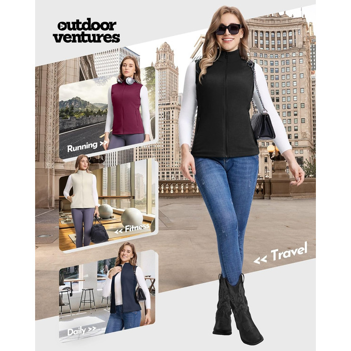 Жіноча флісова жилетка Outdoor Ventures - тепла безрукавка для спорту та відпочинку, чорна, XS