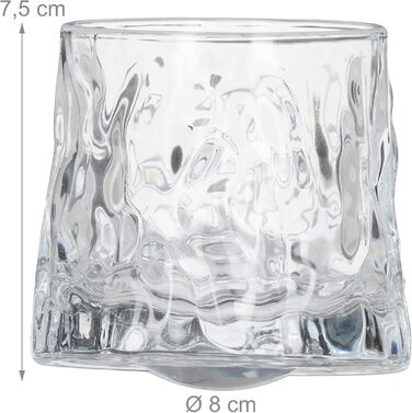 Набір склянок для віскі Relaxdays, 12 шт, 3 дизайни, 150 мл, Tumbler, склянки-похитувачі, прозорі