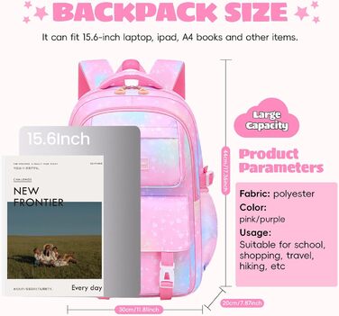 Шкільний рюкзак для дівчинки-підлітка 3 в 1: рюкзак, ланч-бокс, пенал. Підходить для ноутбука 15.6