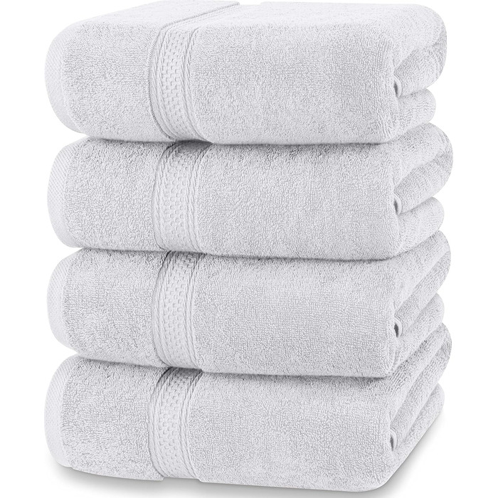 Комплект банних рушників Utopia Towels, сріблясті – 100% бавовна, 600 г/м², швидковисихаючі, дуже поглинаючі, м'які, 4 шт.