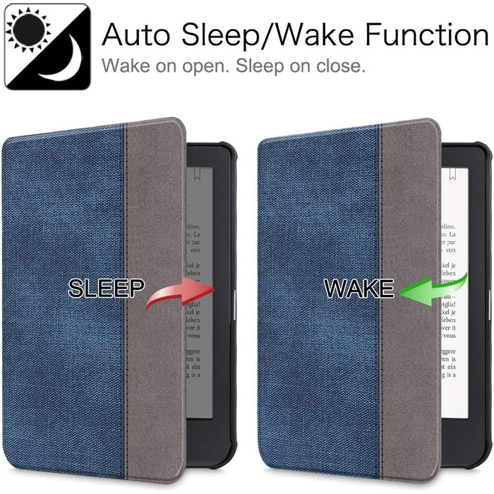 Чохол Fintie для Tolino Shine 3 / Kobo Clara HD (2018) - ультратонкий, з магнітним закриттям, джинсова текстура, синій