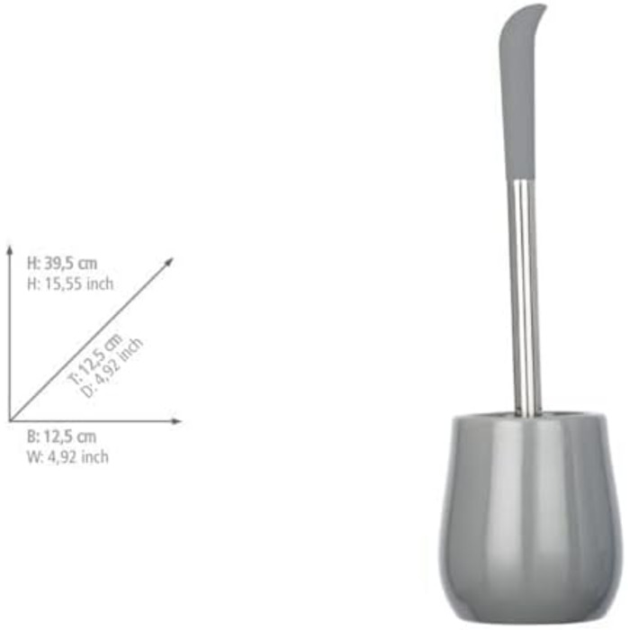 Набір для туалету WENKO Sydney Matt Keramik: тримач для щітки, кераміка, сірий, 39.5 x 12.5 x 12.5 см