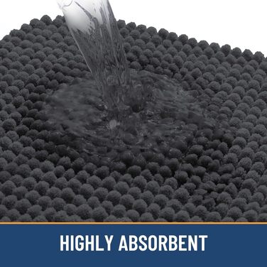 Товстий килимок для ванної кімнати Homaxy з chenille, 61×120 см, протиковзкий та гігроскопічний коврик у ванну, темно-сірий