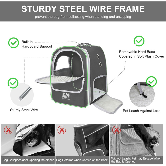 Рюкзак-переноска для котів та собак, чорний. Дихаючий рюкзак-переноска для маленьких та середніх тварин, ідеальний для подорожей, прогулянок, хатин та кемпінгу