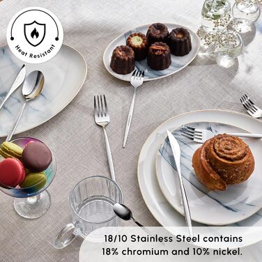 Karaca Lisbon Cutlery Set with Box Set, 60-Piece, for 12 People, 18/10 Stainless Steel Cutlery Set, Dishwasher Safe, Perfect for Everyday Use, Premium Quality