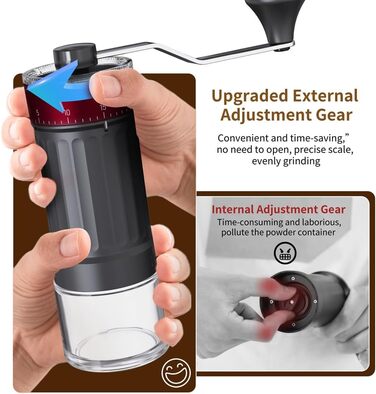 Портативна кавомолка KharWette з конічним жорном для еспресо, френч-пресу, пуроверу, з керамічним жорном, нержавіюча сталь, 25г