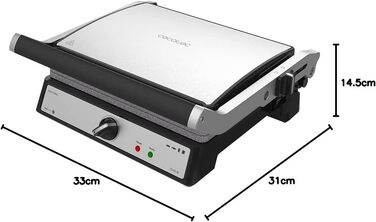 Cecotec Rock'nGrill 2400 UltraRapid Electric Grill - 2400W, RockStone Coating, Floating Upper Plate, Eco-Friendly, with Drip Tray, Adjustable Temperature