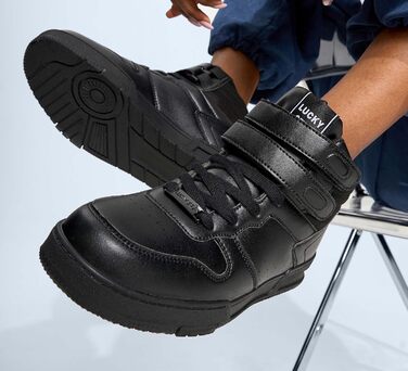 Жіночі баскетбольні черевики Lucky Step з клямками - стильні кросівки з штучної шкіри, чорного кольору, розмір 36 EU