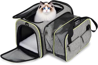 Розширювана переноска для котів та собак ALLOPET. Складана переноска для тварин, портативна сумка-переноска для котів та собак. Підходить для подорожей, прогулянок, кемпінгу (Світло-сірий, L)