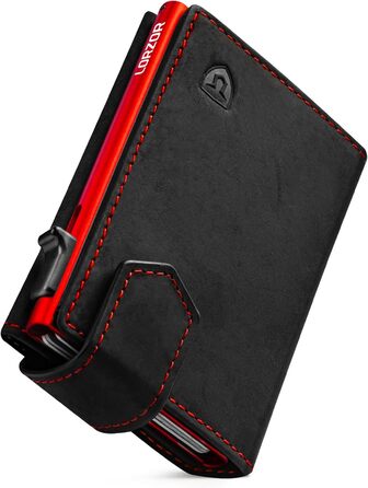 Чоловіче картхолдер LORZOR з магнітною застібкою, slim-гаманець з відділенням для монет, RFID захистом, вміщує 10 карт, smart-гаманець, червоний