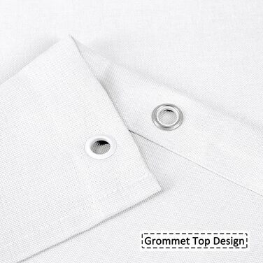 Штора для душу LinTimes з льону, 180x200 см, біла - важкий 240 GSM, з гачками, готельний люкс, машинне прання