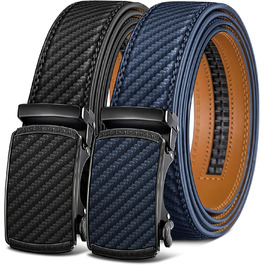 Чоловічий ремінь KEMISANT 2 шт. з автоматичною застібкою, шкіряний, регульований, 35 мм, з подарунковою коробкою, чорний/пурпурно-синій