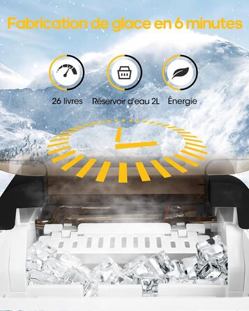 Smart Ice Maker Machine with WiFi Control - 15KG Daily Output, Fast Ice Production (6 mins/9 cubes), Self-Cleaning, 2 Sizes, for Kitchen, Office, Bar, Party, RV (Black)