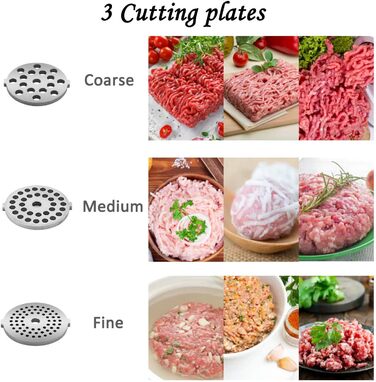 Meykey Electric Meat Grinder - 2000W 3-in-1 Meat & Sausage Maker with Stainless Steel & Reverse Function