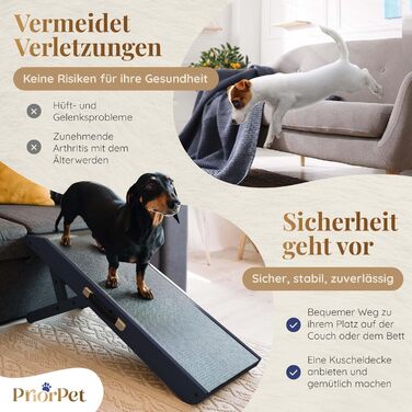 Рампа для собак Hunderampe - регульована, 18-53 см, для ліжка/дивану, з берези, антиковзаюча, чорна (темно-синя)