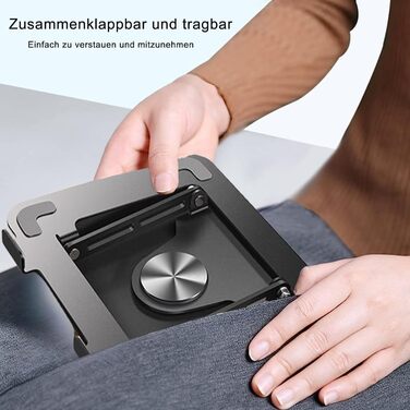 Підставка для ноутбука з регулюванням висоти та поворотним підставою 360°, ергономічна, вентильована, чорна, 10-17 дюймів