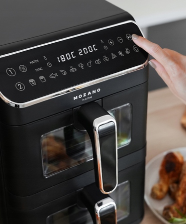 Вертикальна двокамерна аерофритюрниця 11л Air Fryer 2800W, 12 режимів