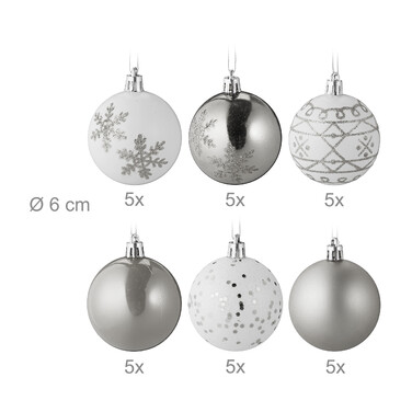 Relaxdays Set of 30 Christmas Baubles