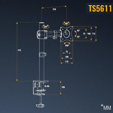 Кронштейн для двох моніторів RICOO TS5811, подвійний навіс для комп'ютерних екранів 13-27 дюймів, настільний тримач для PC та Gaming моніторів