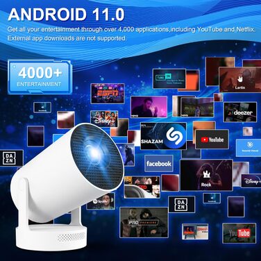 Портативний проєктор 4K з Wi-Fi 6/BT5.0, 170 ANSI люмен, Android 11 (HY300Plus)