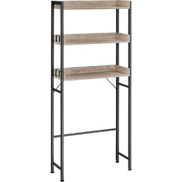 VASAGLE Toilet Shelf, 3 Tiers, Bathroom Shelf, Space-Saving, Easy to Assemble, for Laundry Room, Industrial Style, Rustic Brown and Black, BTS002B01 (Grey + Black)
