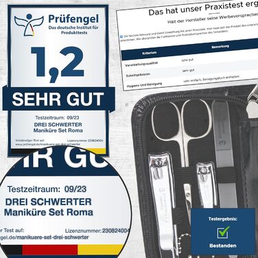 Набір для манікюру 'Roma' від DREI SCHWERTER: 8 інструментів для догляду за нігтями та шкіри - чорний
