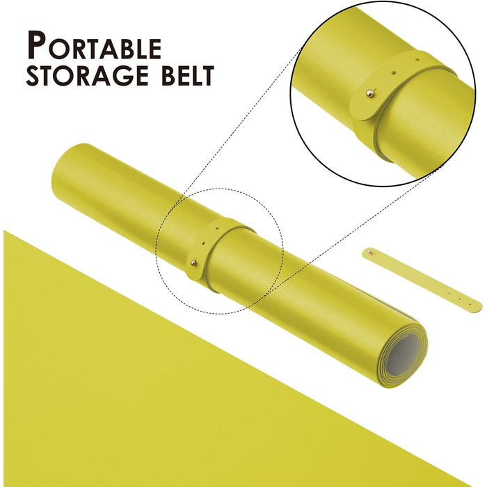 Підкладка під стіл Leder - антиковзаюча PU підкладка та килимок для миші для офісу та дому - органайзер та аксесуари для столу (Лимонний колір, 90см x 43см)