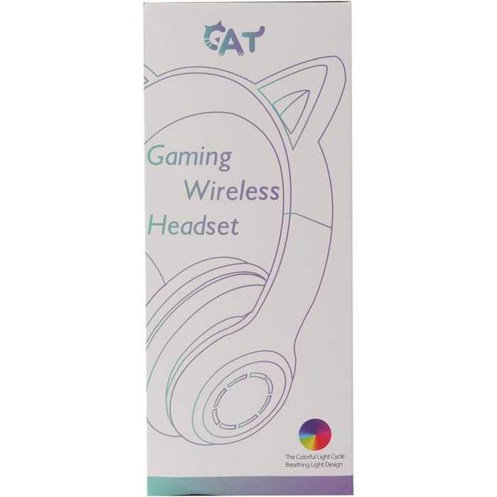 Дитячі навушники AXFEE з Bluetooth, Over-Ear з LED-підсвіткою, котячі вушка, рожево-блакитні, з мікрофоном та підтримкою Micro SD/TF для телефону/планшета/ПК