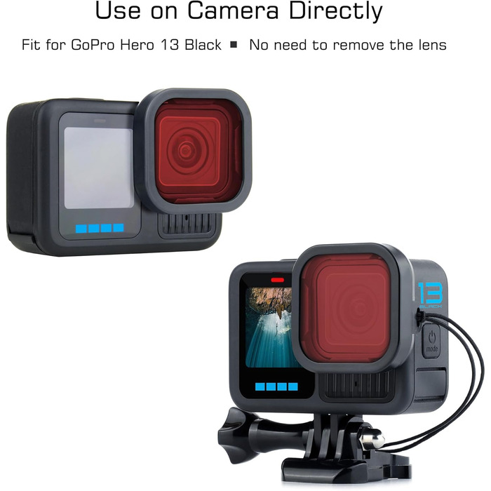 Фільтри для GoPro Hero 13: ND/CPL/Rot/Magenta, комплект 4 шт. для підводної зйомки