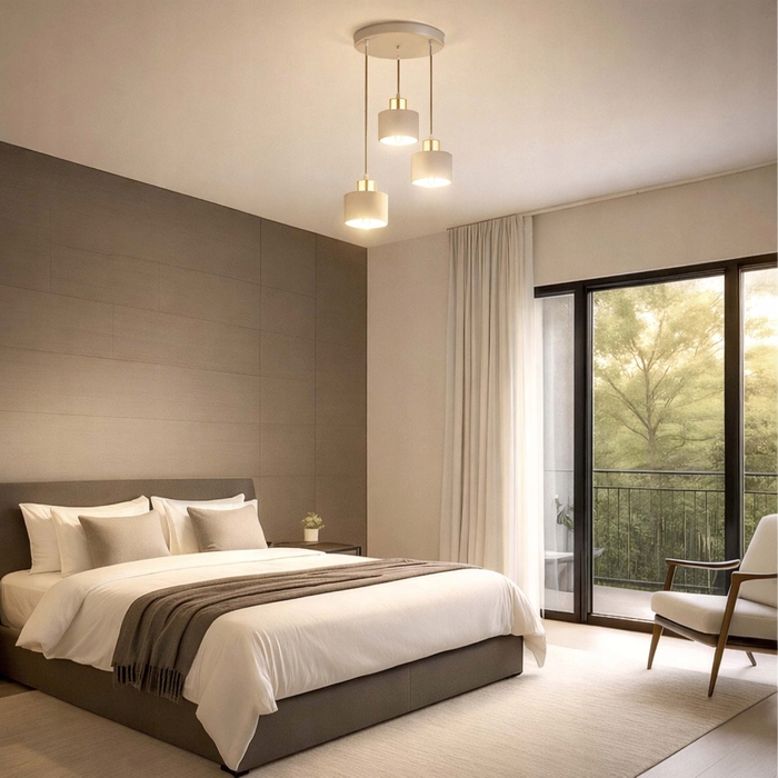 Підвісна LED-лампа LEDLUX, стельовий світильник БЕЖЕВИЙ, 3 цоколі E27