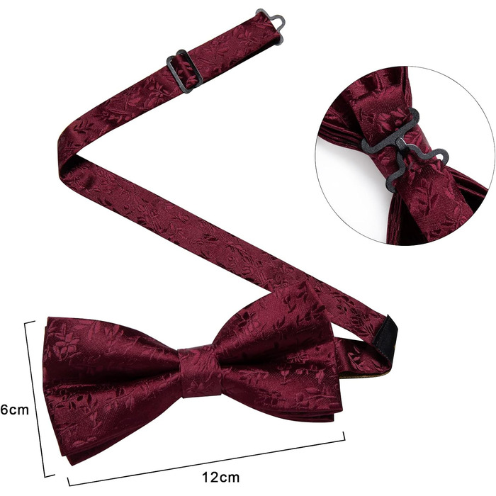 Медове Шовковий Крават-метелик DiBanGu з нагрудною хустиною та запонками (набір) для весілля, вечірки, балу (червоний, 178)