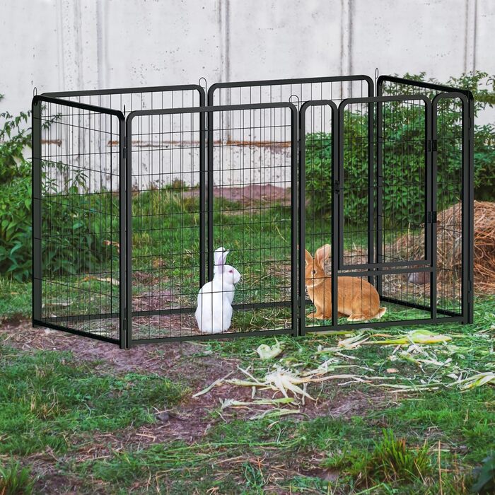 Вольєр для цуценят/собак Freigehege, складаний, 6 секцій, 65x80 см, чорний (6 шт.)