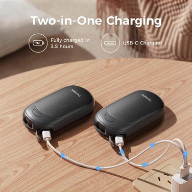 Електричні грілки для рук OCOOPA 2 шт. з магнітом, 5000mAh, 3 режими нагріву, компактні, для рукавичок, зима, подарунок