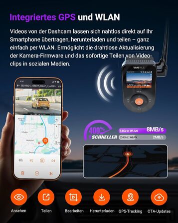 Автомобільний відеореєстратор VANTRUE S1 Pro 2.7K 60FPS з нічним баченням STARVIS 2, прихований монтаж