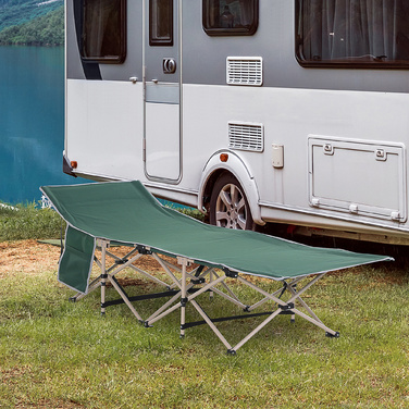 Outsunny Folding Cot with Storage Bag, Foldable Camping Bed, Camping Lounger, Includes Carry Bag, Steel Oxford Fabric, Green, 190 x 68 x 52 cm | Aosom